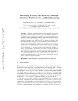 Balancing Stability and Plasticity through Advanced Null Space in
  Continual Learning