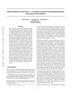 Homomorphism Autoencoder -- Learning Group Structured Representations
  from Observed Transitions