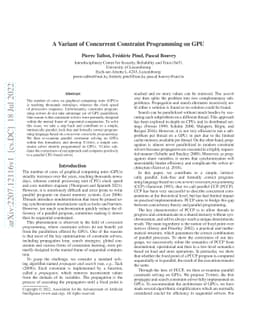 A Variant of Concurrent Constraint Programming on GPU