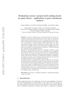 Redundancy-aware unsupervised ranking based on game theory --
  application to gene enrichment analysis