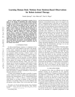 Learning Human Body Motions from Skeleton-Based Observations for
  Robot-Assisted Therapy
