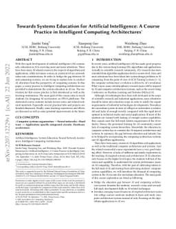 Towards Systems Education for Artificial Intelligence: A Course Practice
  in Intelligent Computing Architectures