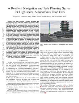 A Resilient Navigation and Path Planning System for High-speed
  Autonomous Race Car