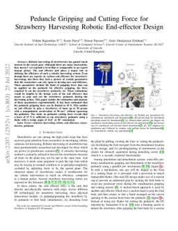Peduncle Gripping and Cutting Force for Strawberry Harvesting Robotic
  End-effector Design