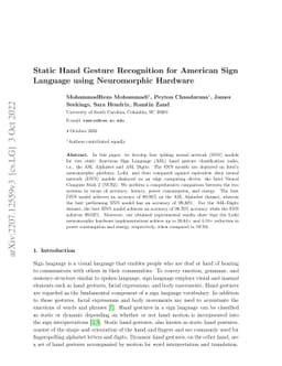 Static Hand Gesture Recognition for American Sign Language using
  Neuromorphic Hardware