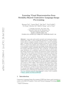 Learning Visual Representation from Modality-Shared Contrastive
  Language-Image Pre-training