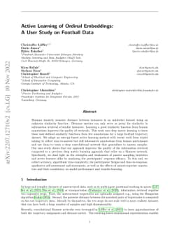 Active Learning of Ordinal Embeddings: A User Study on Football Data
