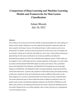 Comparison of Deep Learning and Machine Learning Models and Frameworks
  for Skin Lesion Classification