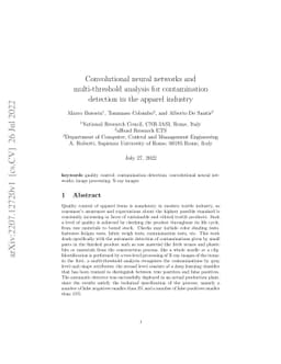 Convolutional neural networks and multi-threshold analysis for
  contamination detection in the apparel industry