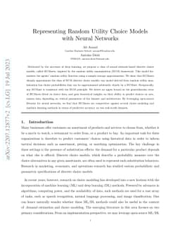 Representing Random Utility Choice Models with Neural Networks