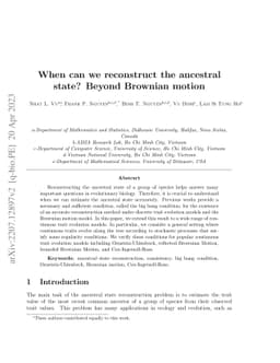 When can we reconstruct the ancestral state? Beyond Brownian motion