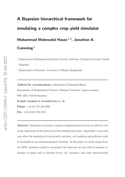 A Bayesian hierarchical framework for emulating a complex crop yield
  simulator