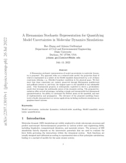A Riemannian Stochastic Representation for Quantifying Model
  Uncertainties in Molecular Dynamics Simulations