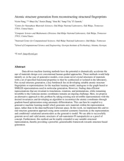 Atomic structure generation from reconstructing structural fingerprints