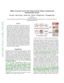 JDRec: Practical Actor-Critic Framework for Online Combinatorial
  Recommender System