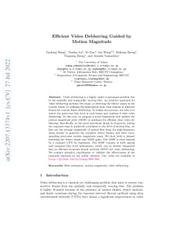 Efficient Video Deblurring Guided by Motion Magnitude