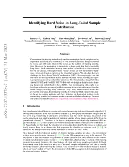 Identifying Hard Noise in Long-Tailed Sample Distribution