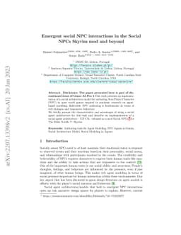 Emergent social NPC interactions in the Social NPCs Skyrim mod and
  beyond