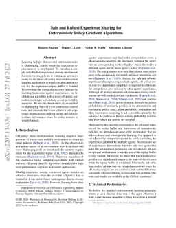 Safe and Robust Experience Sharing for Deterministic Policy Gradient
  Algorithms