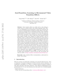 AutoTransition: Learning to Recommend Video Transition Effects