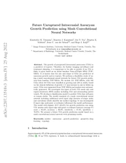 Future Unruptured Intracranial Aneurysm Growth Prediction using Mesh
  Convolutional Neural Networks