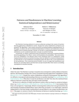Fairness and Randomness in Machine Learning: Statistical Independence
  and Relativization