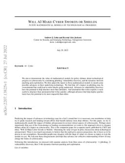 Will AI Make Cyber Swords or Shields: A few mathematical models of
  technological progress