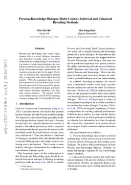 Persona-Knowledge Dialogue Multi-Context Retrieval and Enhanced Decoding
  Methods