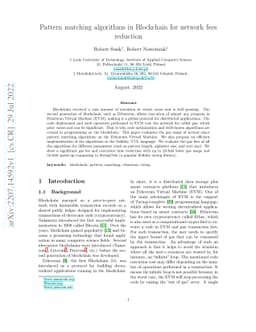 Pattern matching algorithms in Blockchain for network fees reduction