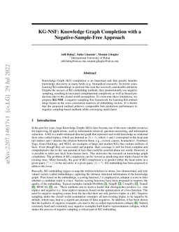 KG-NSF: Knowledge Graph Completion with a Negative-Sample-Free Approach