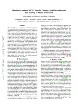 Multiple-hypothesis RNN-T Loss for Unsupervised Fine-tuning and
  Self-training of Neural Transducer