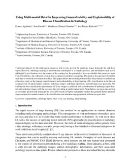 Using Multi-modal Data for Improving Generalizability and Explainability
  of Disease Classification in Radiology