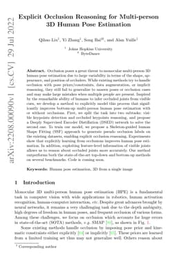 Explicit Occlusion Reasoning for Multi-person 3D Human Pose Estimation