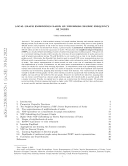 Local Graph Embeddings Based on Neighbors Degree Frequency of Nodes