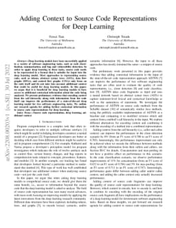 Adding Context to Source Code Representations for Deep Learning