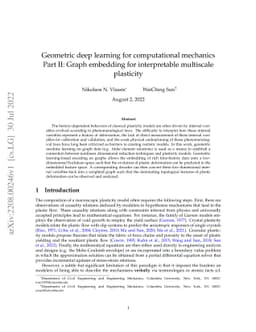 Geometric deep learning for computational mechanics Part II: Graph
  embedding for interpretable multiscale plasticity