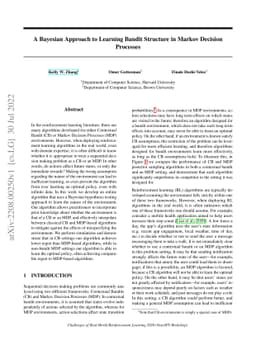 A Bayesian Approach to Learning Bandit Structure in Markov Decision
  Processes