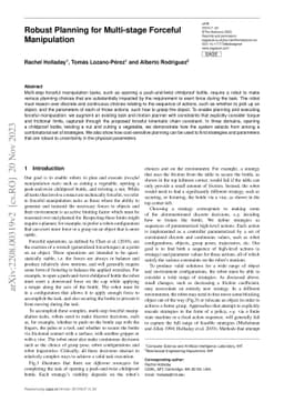 Robust Planning for Multi-stage Forceful Manipulation