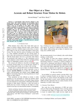 One Object at a Time: Accurate and Robust Structure From Motion for
  Robots