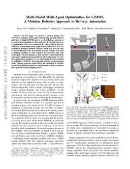 Multi-Modal Multi-Agent Optimization for LIMMS, A Modular Robotics
  Approach to Delivery Automation