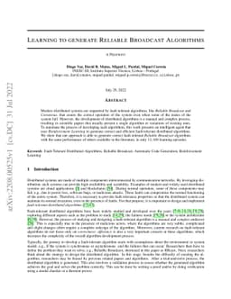 Learning to generate Reliable Broadcast Algorithms
