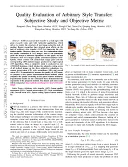 Quality Evaluation of Arbitrary Style Transfer: Subjective Study and
  Objective Metric