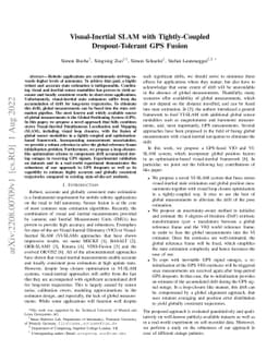 Visual-Inertial SLAM with Tightly-Coupled Dropout-Tolerant GPS Fusion