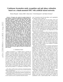 Continuous locomotion mode recognition and gait phase estimation based
  on a shank-mounted IMU with artificial neural networks
