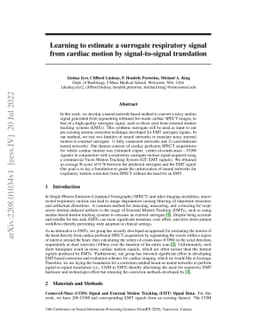 Learning to estimate a surrogate respiratory signal from cardiac motion
  by signal-to-signal translation