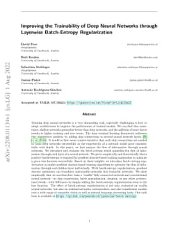 Improving the Trainability of Deep Neural Networks through Layerwise
  Batch-Entropy Regularization