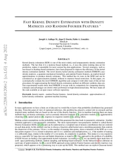 Fast Kernel Density Estimation with Density Matrices and Random Fourier
  Features