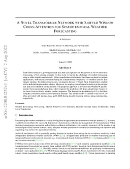 A Novel Transformer Network with Shifted Window Cross-Attention for
  Spatiotemporal Weather Forecasting