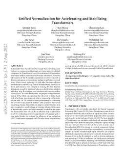 Unified Normalization for Accelerating and Stabilizing Transformers