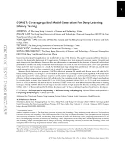 COMET: Coverage-guided Model Generation For Deep Learning Library
  Testing